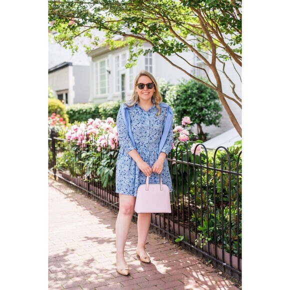 Tuckernuck Hayes Blue Hydrangeas Button Front Shirt Dress size large - Picture 10 of 12